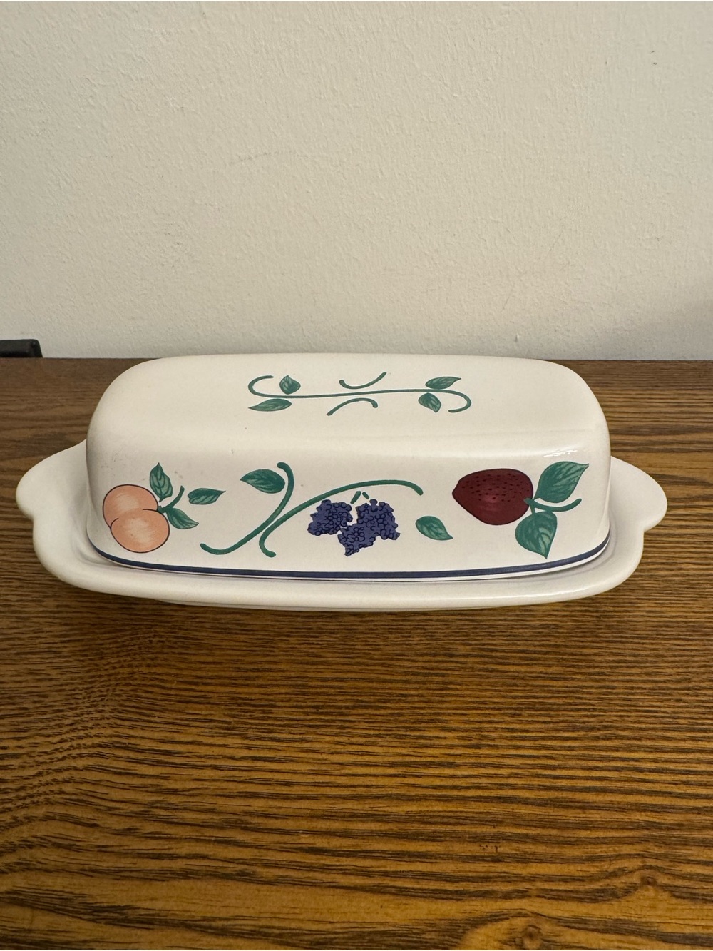 Vintage Princess House Orchard Medley 2 Pc Ceramic Covered Butter Dish EUC